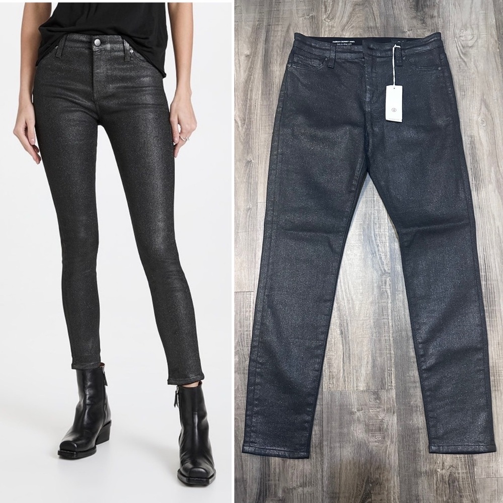 AG Farrah shimmer skinny high rise ankle jeans 28
